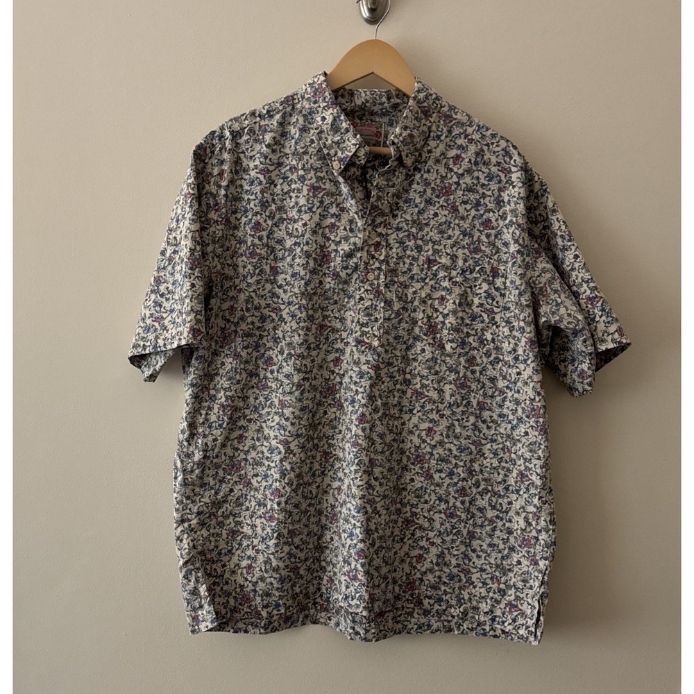 Reyn Spooner Popover Polo Shirt Mens XL Tropical Floral Hawaiian Casual Resort